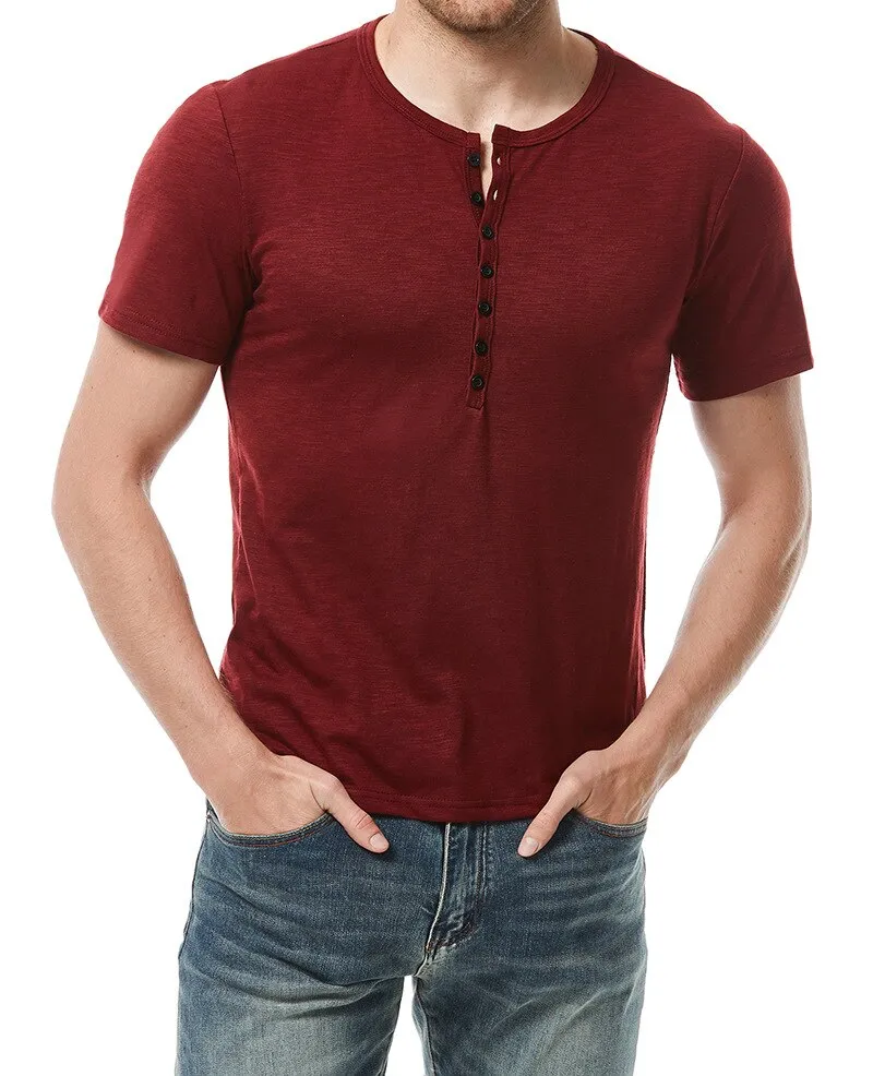 Advbridge Ultra Soft Bamboo Cotton T-Shirt Men Lightweight Cooling Short Sleeve Henley T Shirt Men Fashion Daily Work Casual Tops Tees XXL