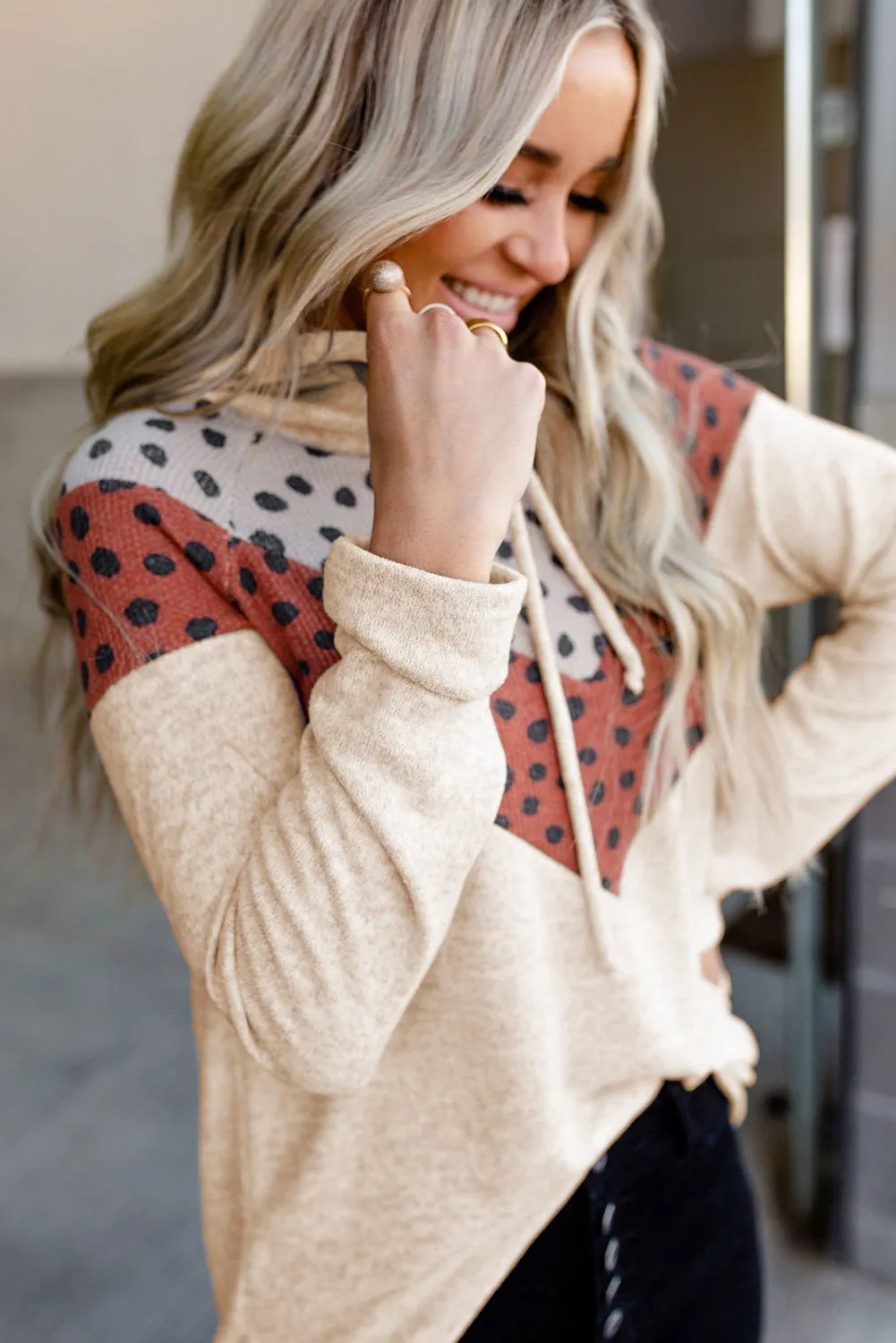 Animal Print Color Block Long Sleeve Hoodie