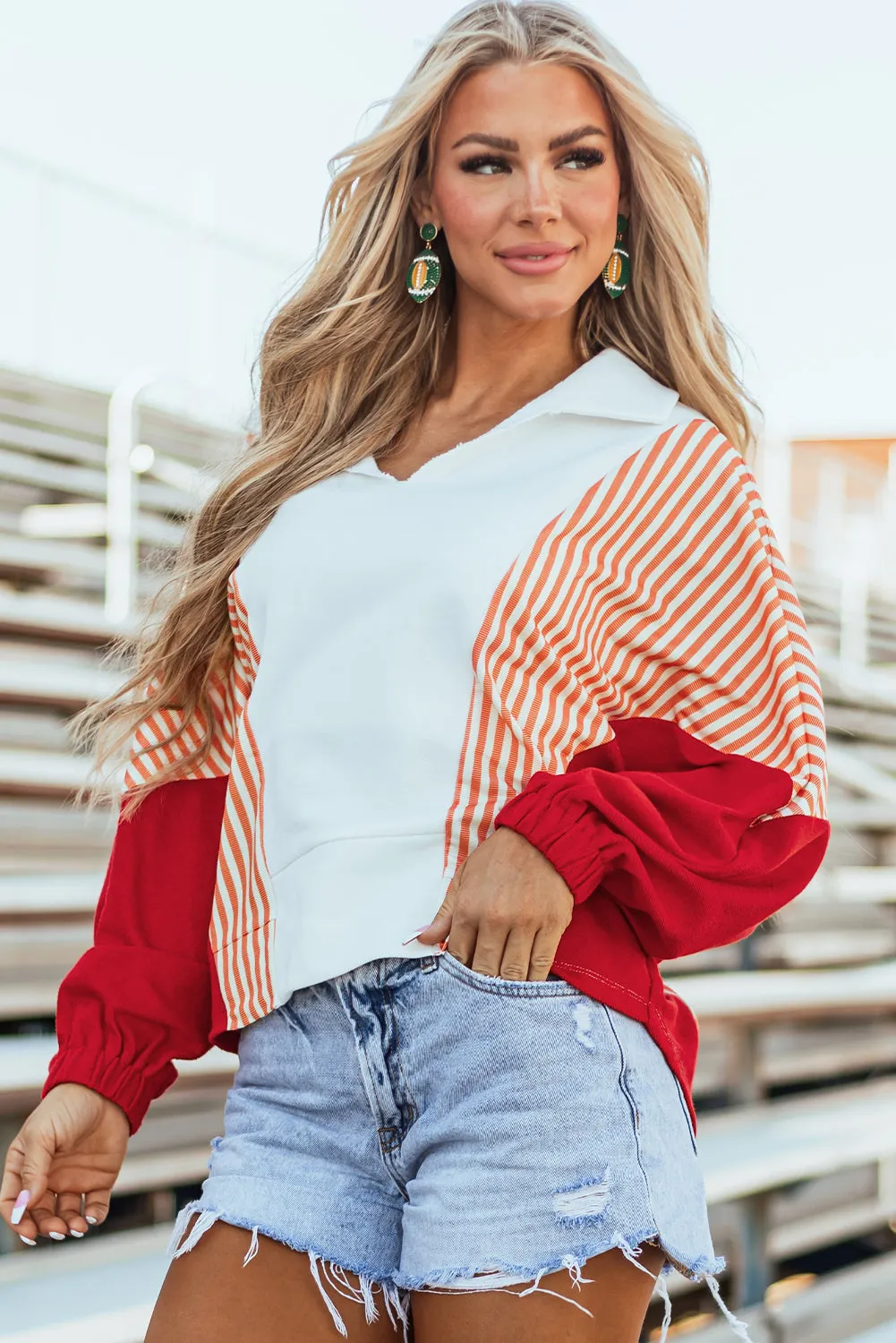 Autumn Striped Oversized Sweatshirt