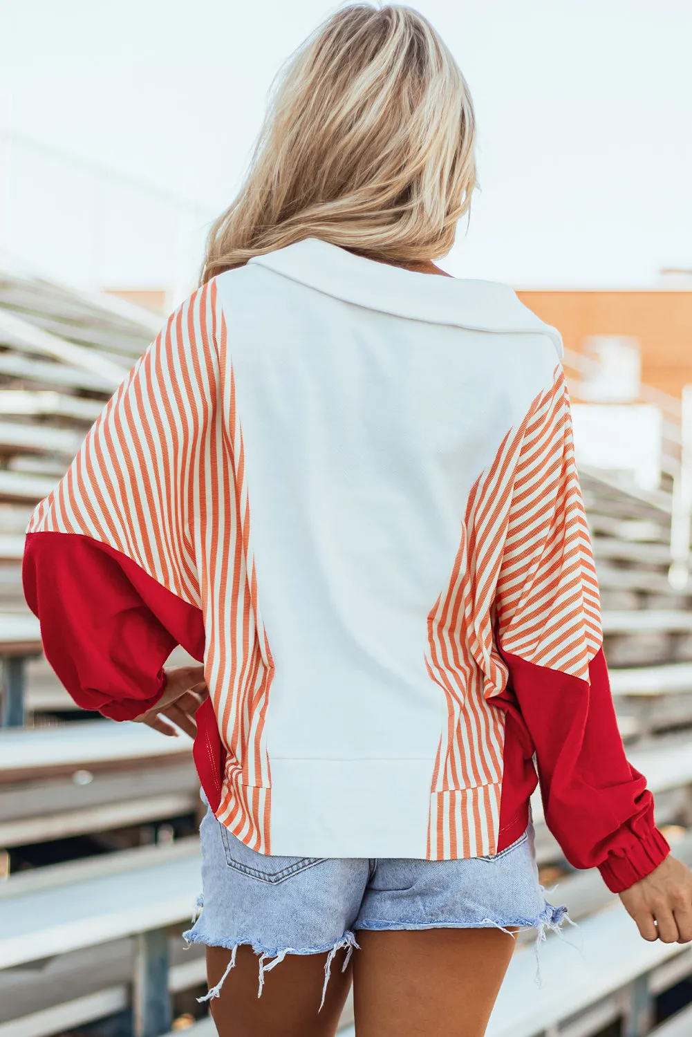 Autumn Striped Oversized Sweatshirt