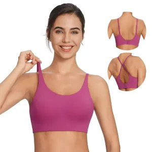 BALEAF Sweatleaf Adjustable Sports Bras for Women, Padded Racerback Yoga Bra, High Impact Molded Cup Workout Bras Rose Red S