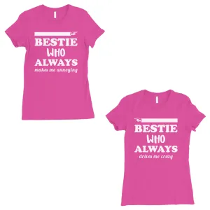 Bestie Always Womens Hot Pink BFF Matching Shirts Christmas Gift