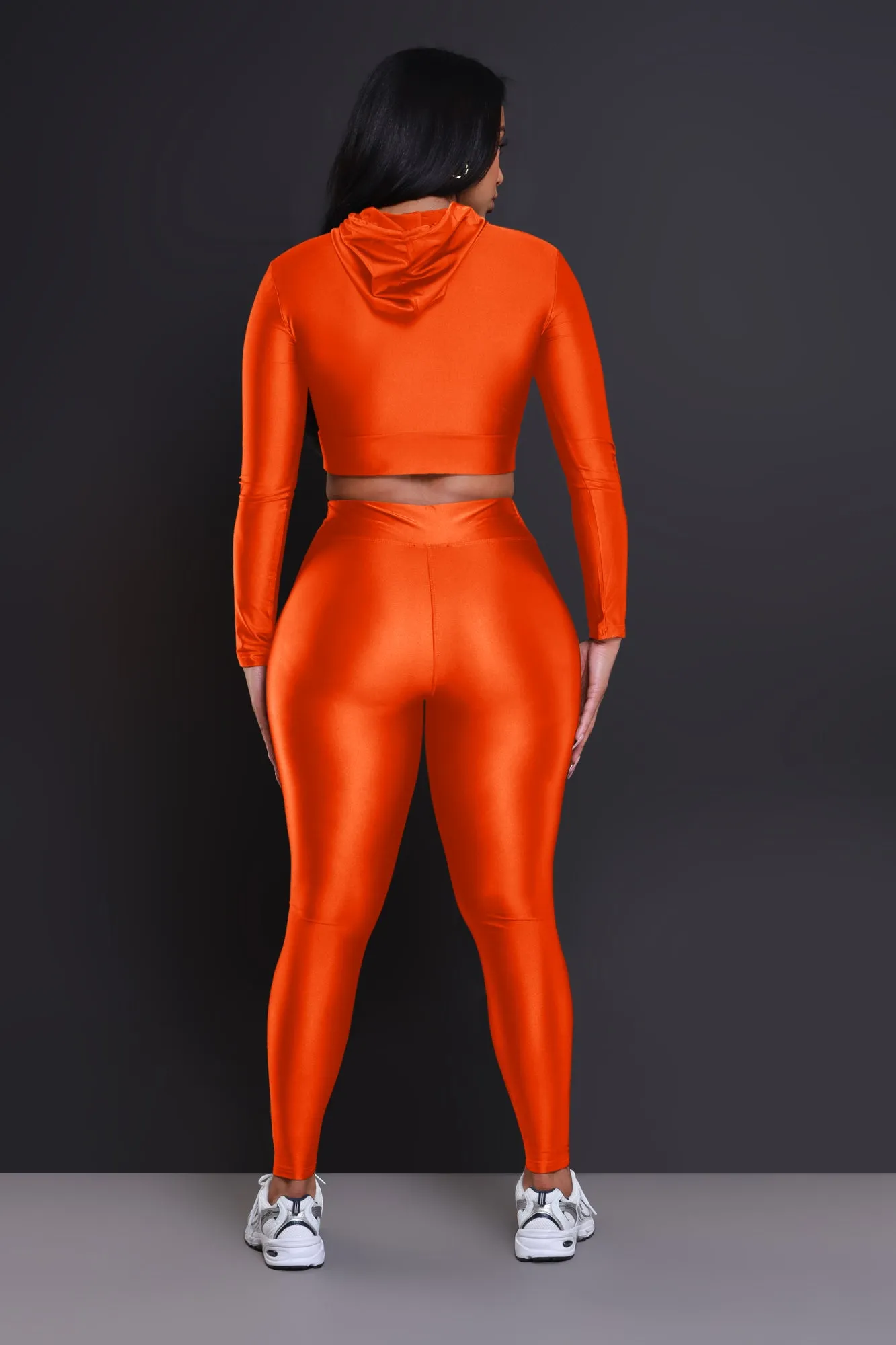 Big Ego Cropped Hooded Legging Set - Neon Orange