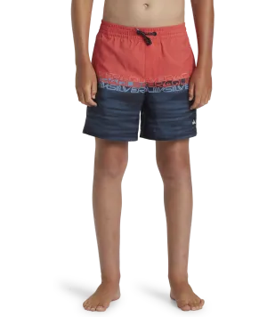 Boys Everyday Wordblock Volley Shorts in Cayenne