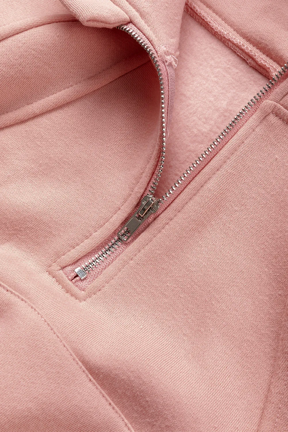 Brown Quarter Zip Kangaroo Pocket Hoodie