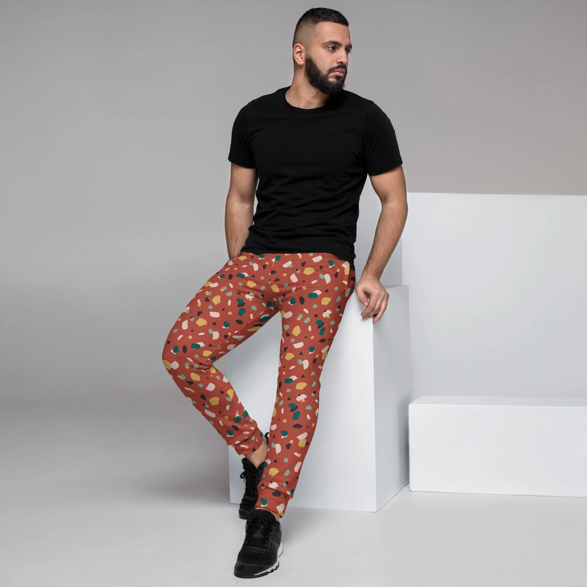 Brown Tropical Pattern Men's Street Joggers