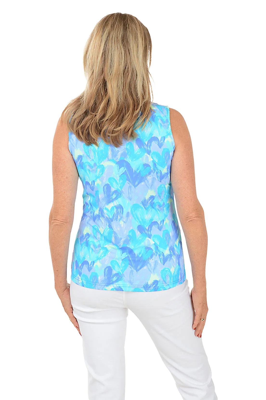 Brushstroke Hearts Cooling UPF50  Sleeveless Zip Top