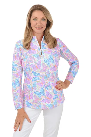 Butterfly Dots Cooling UPF50  Mock Neck Top