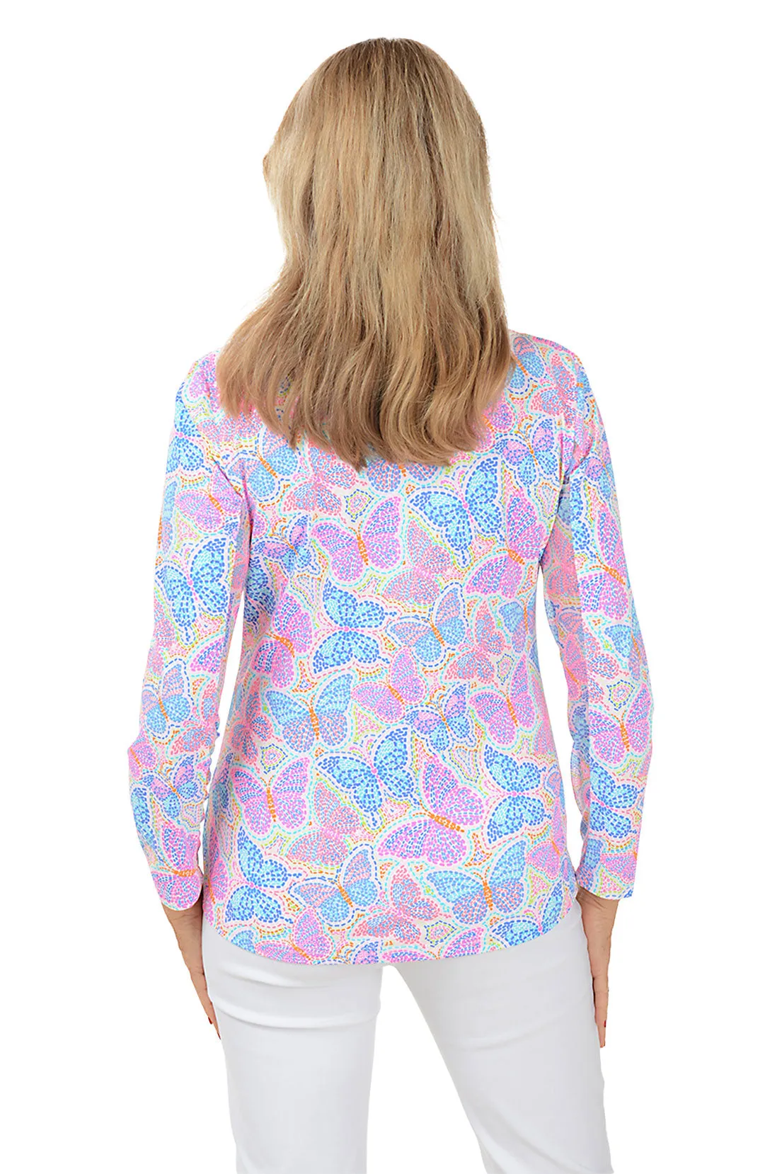 Butterfly Dots Cooling UPF50  Mock Neck Top