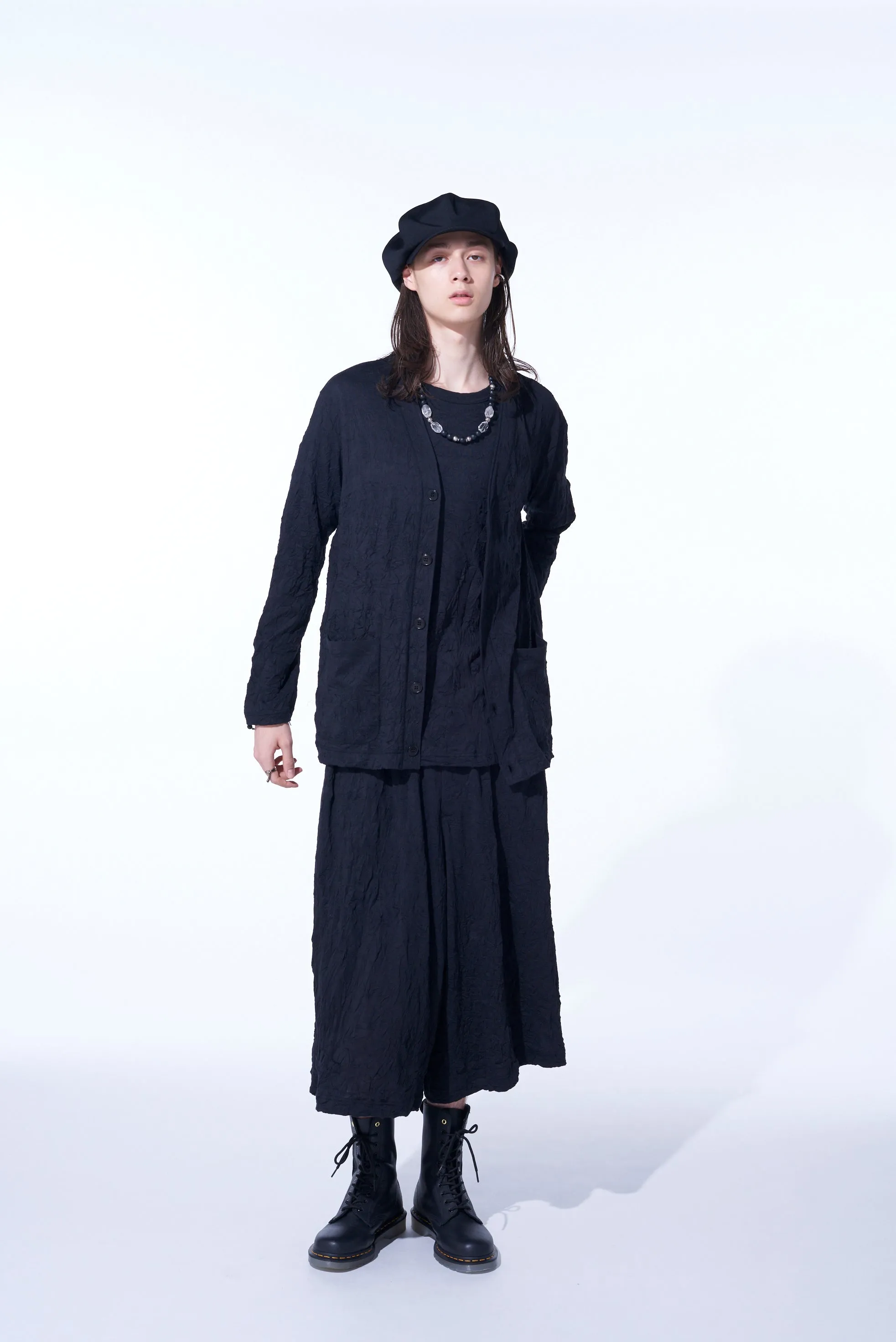 CATCH-WASHER FINISH COTTON JERSEY CARDIGAN