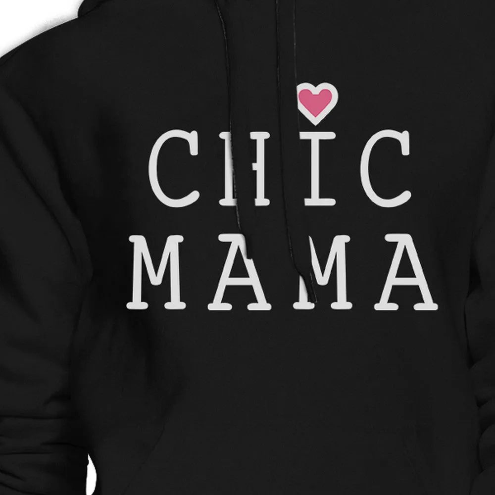 Chic Mama Black Round Neck Simple Design Graphic Hoodie For Her