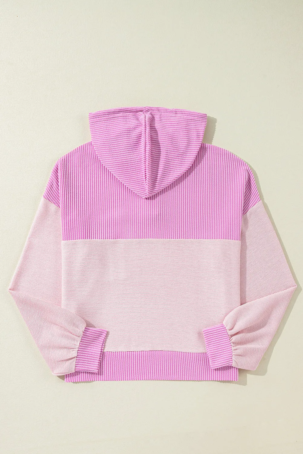 Corded Colorblock Patch Pocket Drawstring Hoodie