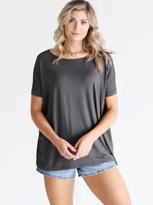 Dark Gray Short Sleeve Top