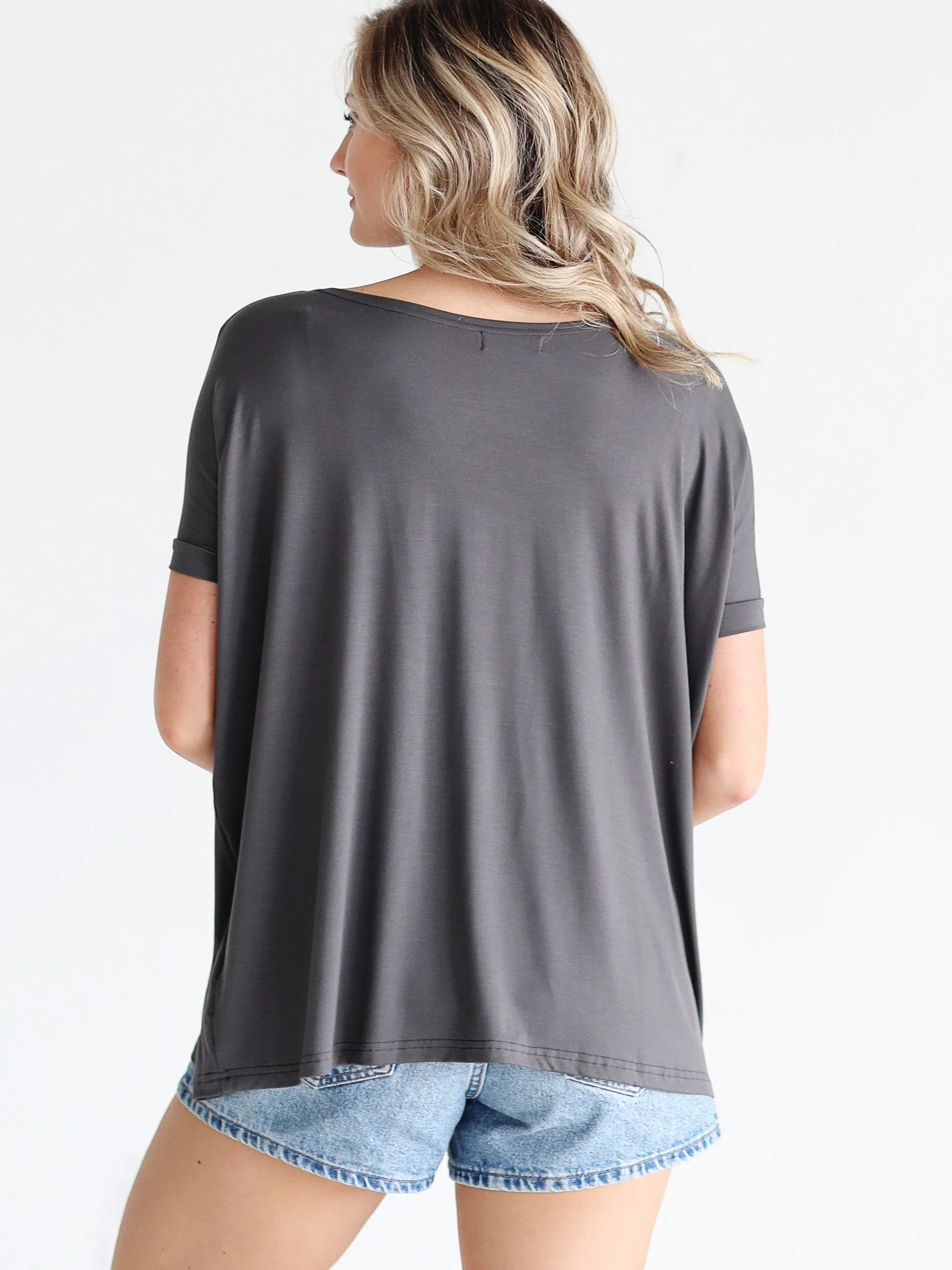 Dark Gray Short Sleeve Top