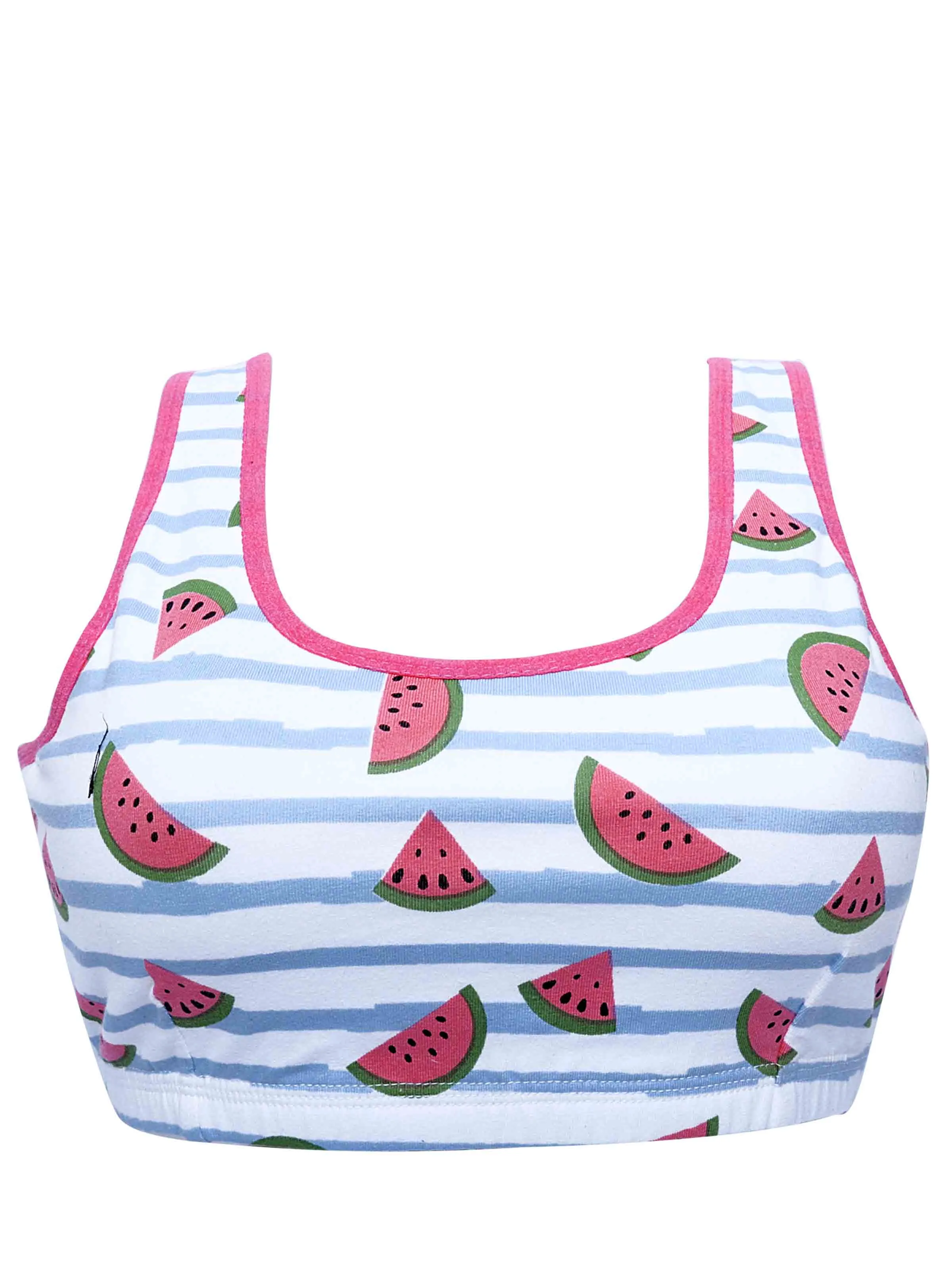 Double-Layer Broad Strap Cotton Sports Bra | Non-Padded Beginner Bra | Printed Design