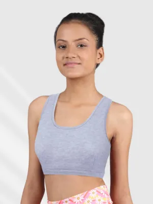 Double-layer Broad Strap Cotton Sports Bra | Non Padded Beginner Sports Bra | Solid Sports Bra