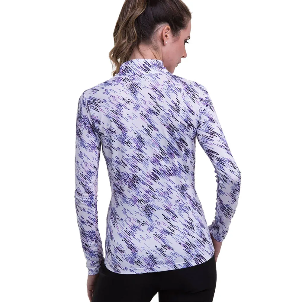 EP New York Texture Print White Multi Mock Womens Golf 1/4 Zip