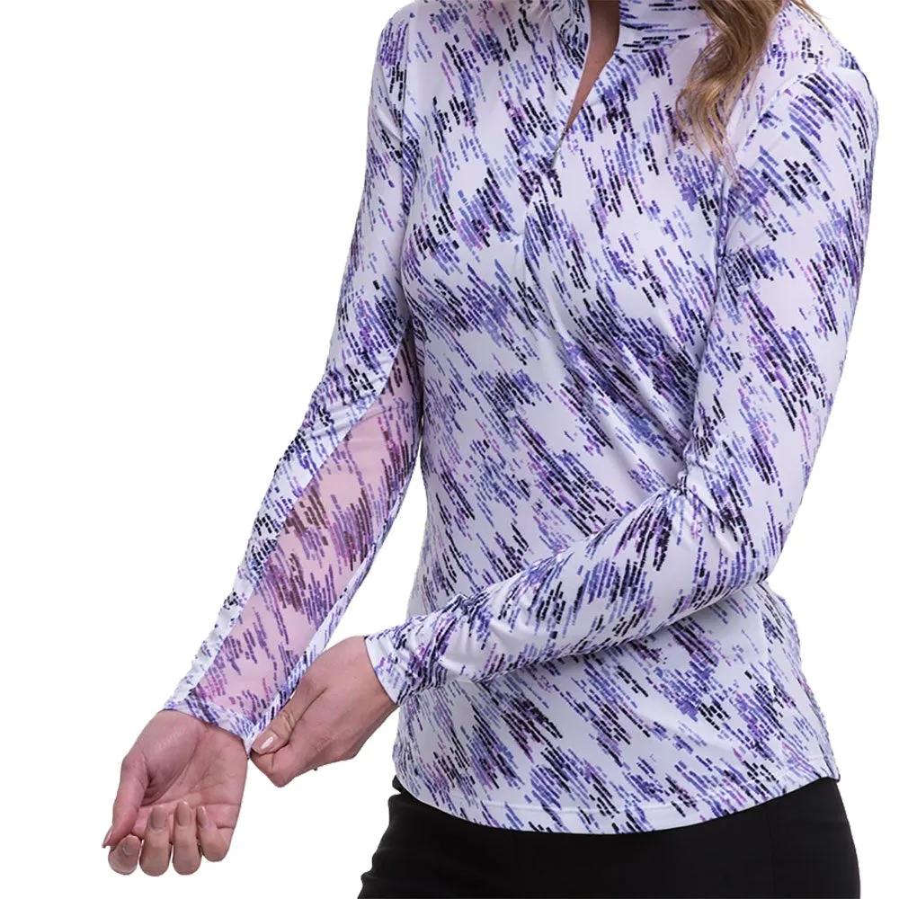 EP New York Texture Print White Multi Mock Womens Golf 1/4 Zip