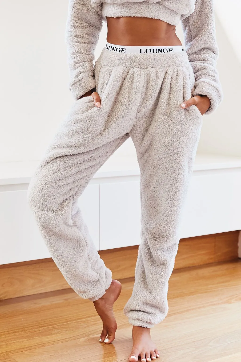 Frosted Gray Teddy Joggers