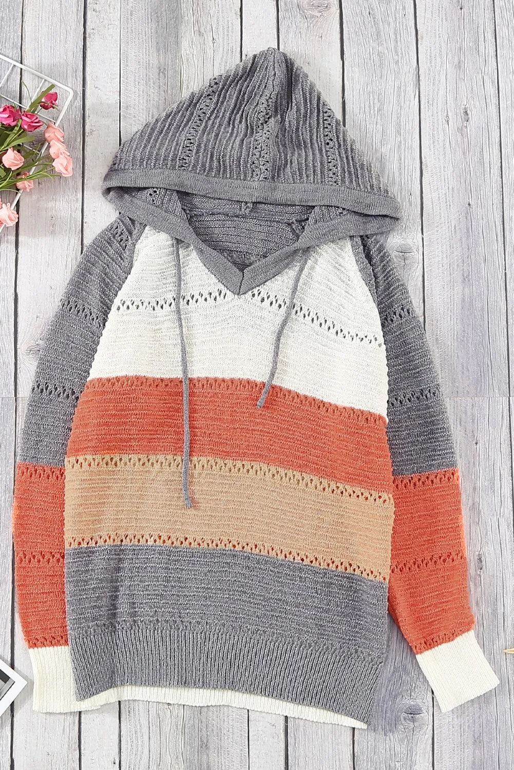 Gray Beach Bonfire Knitted Hoodie