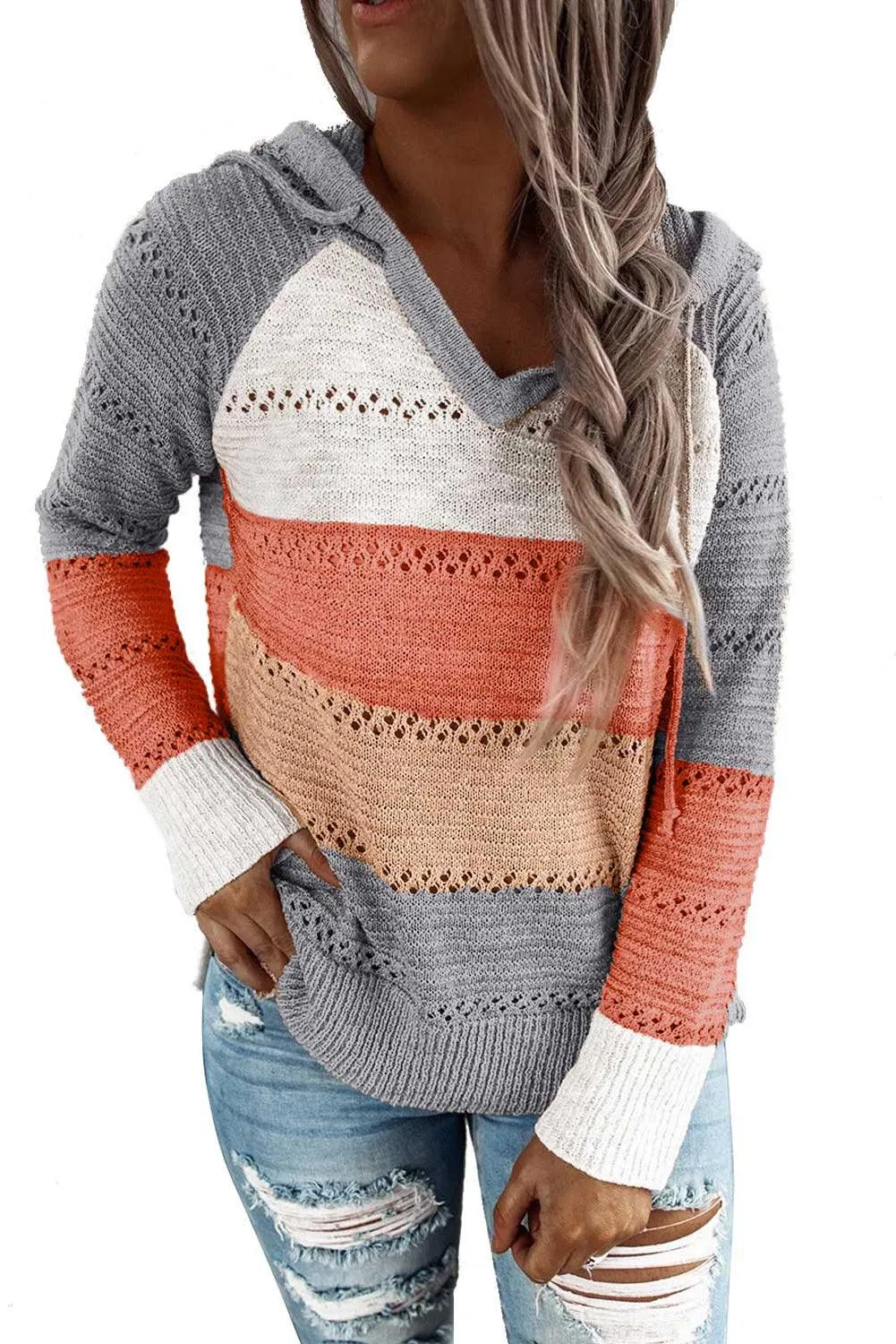 Gray Beach Bonfire Knitted Hoodie