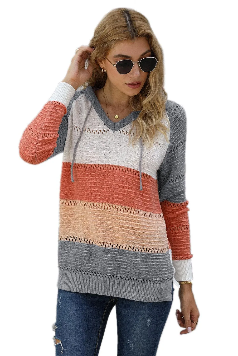 Gray Beach Bonfire Knitted Hoodie