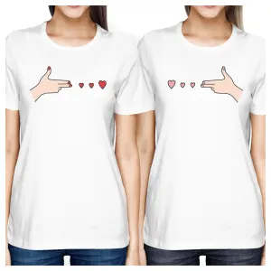 Gun Hands With Hearts BFF Matching White Shirts