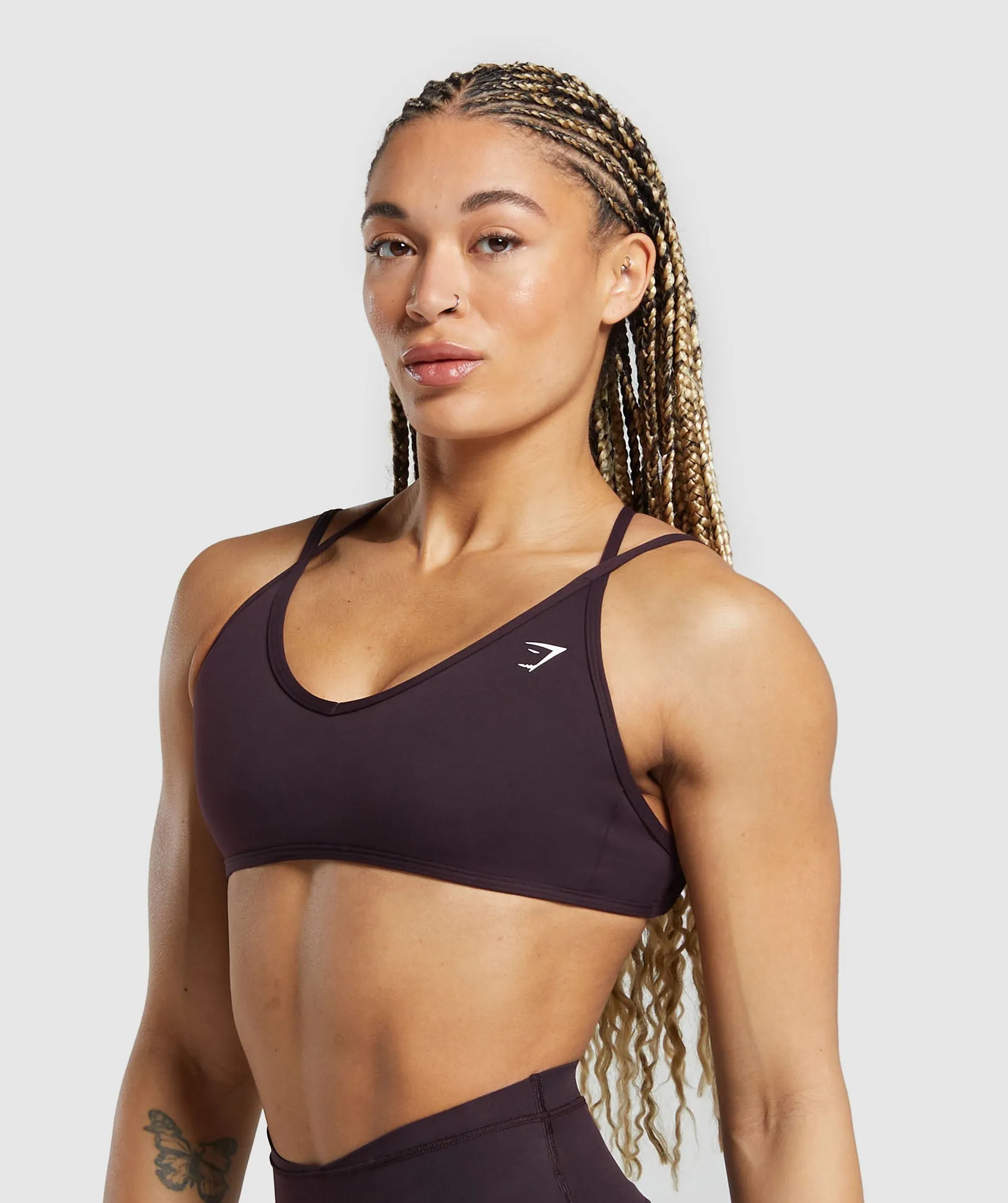 Gymshark Back Gains Sports Bra - Plum Brown