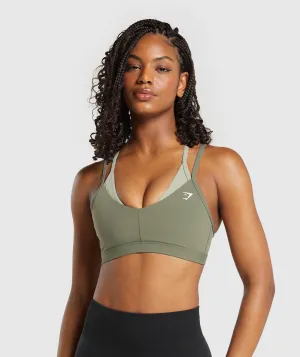 Gymshark Double Up Sports Bra - Base Green/Chalk Green