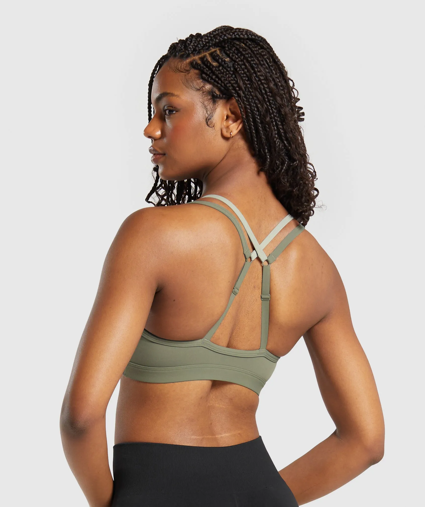 Gymshark Double Up Sports Bra - Base Green/Chalk Green