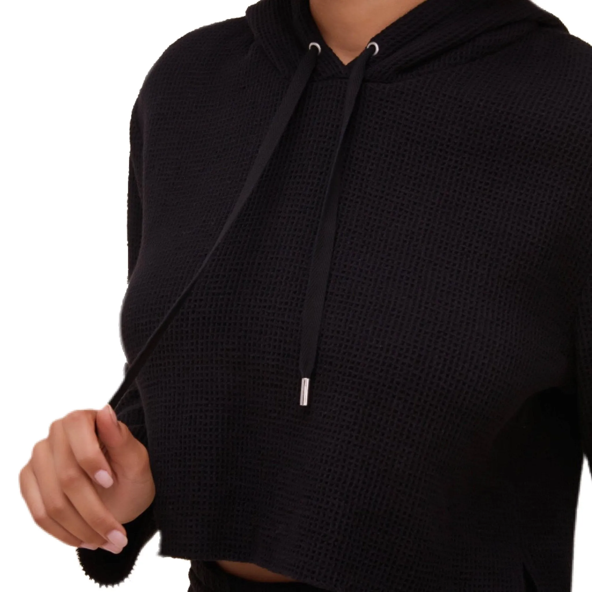 Hold Me Drawstring Hoodie - Black.