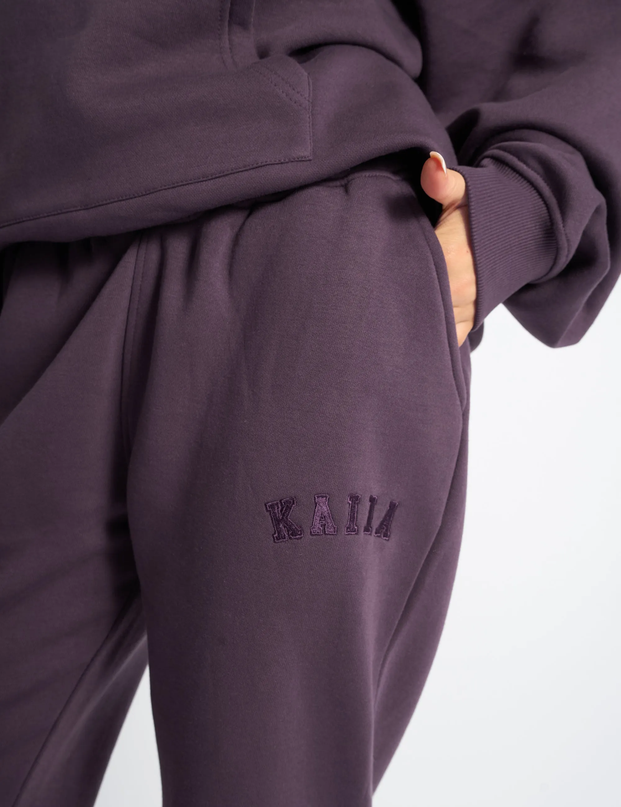 Kaiia Logo Wide Leg Joggers Deep Purple