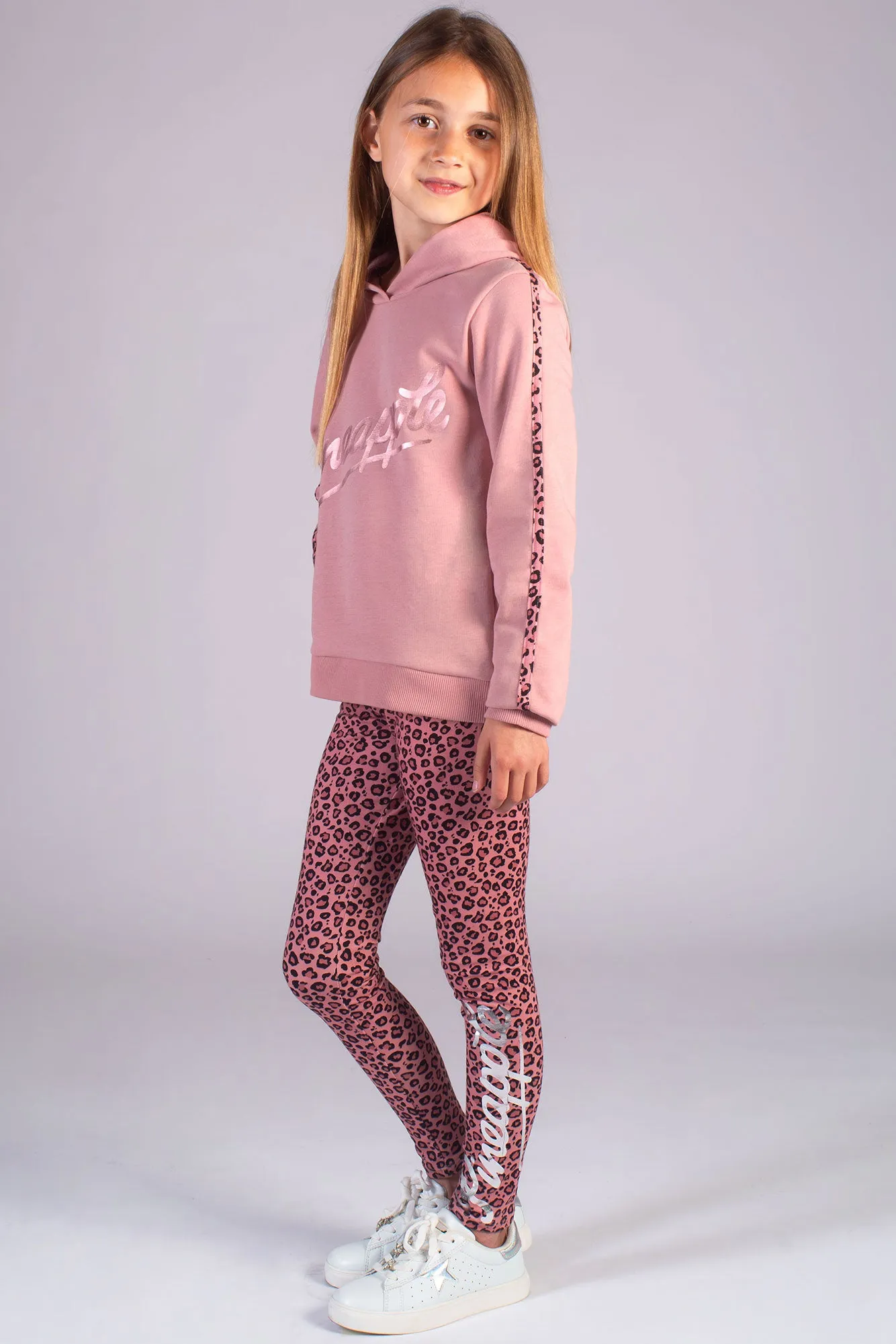 Leopard Stripe Logo Hoodie