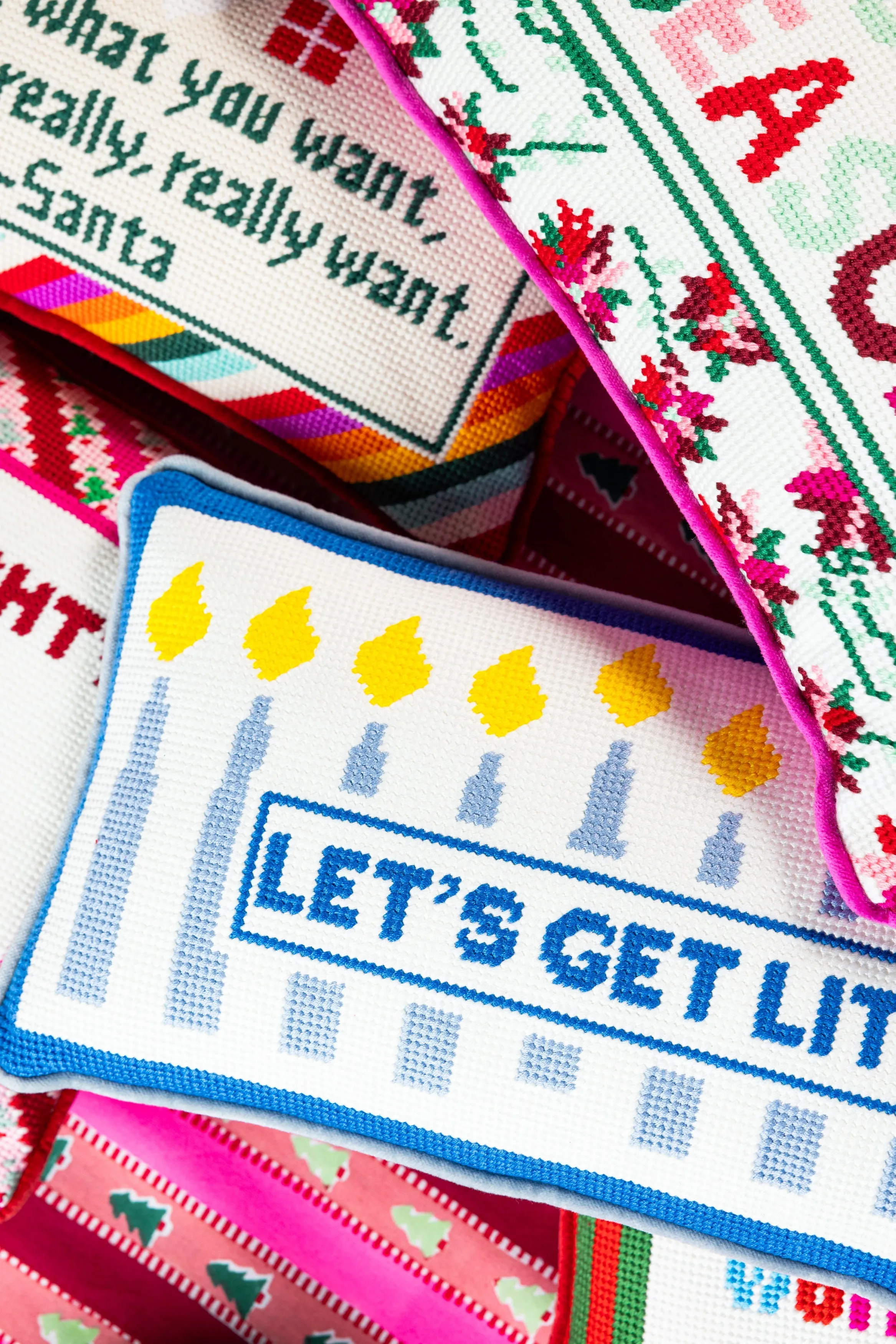 Let's Get Lit Needlepoint Pillow