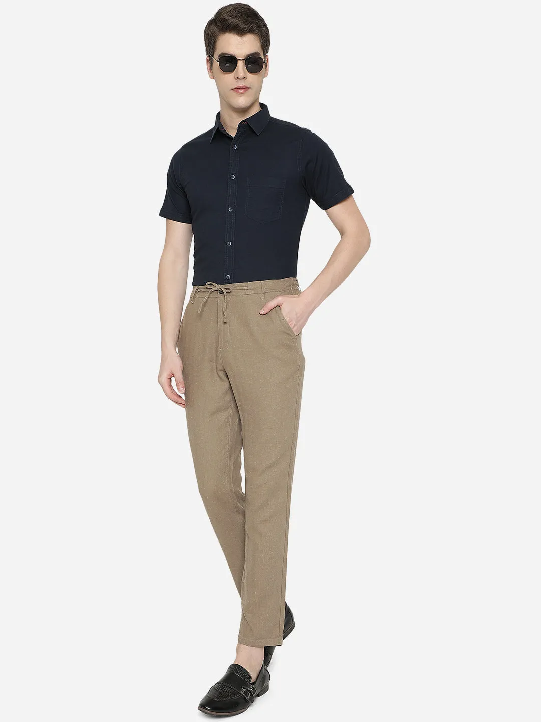 Light Coffee Solid Slim Fit Track Pant | JadeBlue