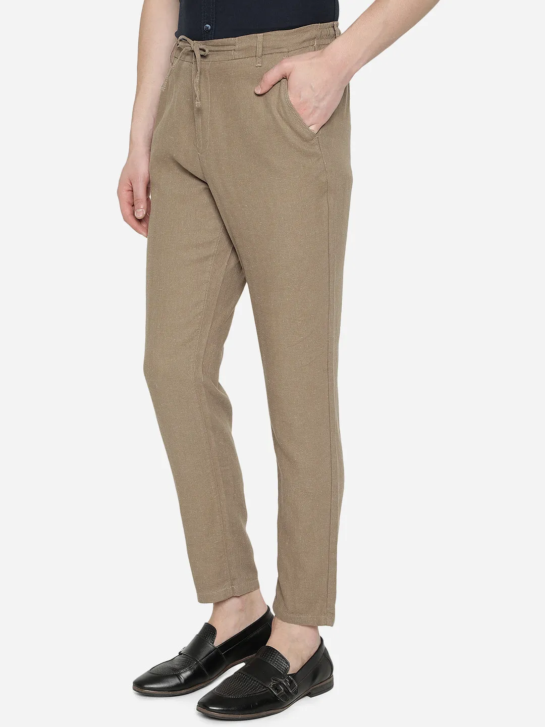 Light Coffee Solid Slim Fit Track Pant | JadeBlue