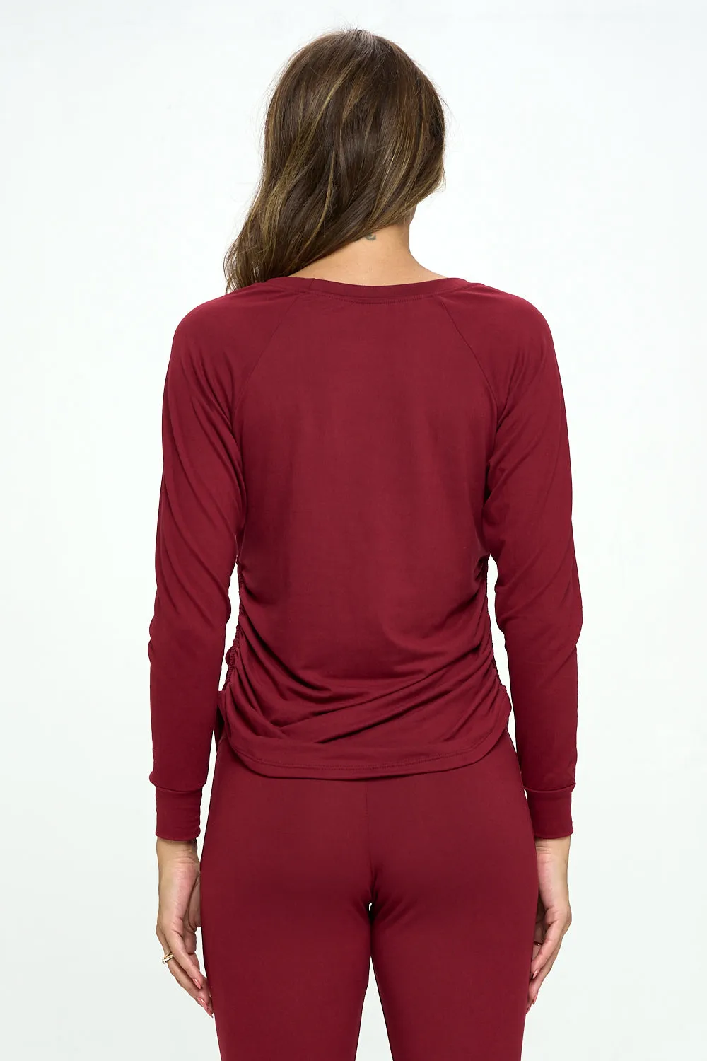 Lois - Burgundy Ultra Lightweight Long Sleeve w Cinch Sides