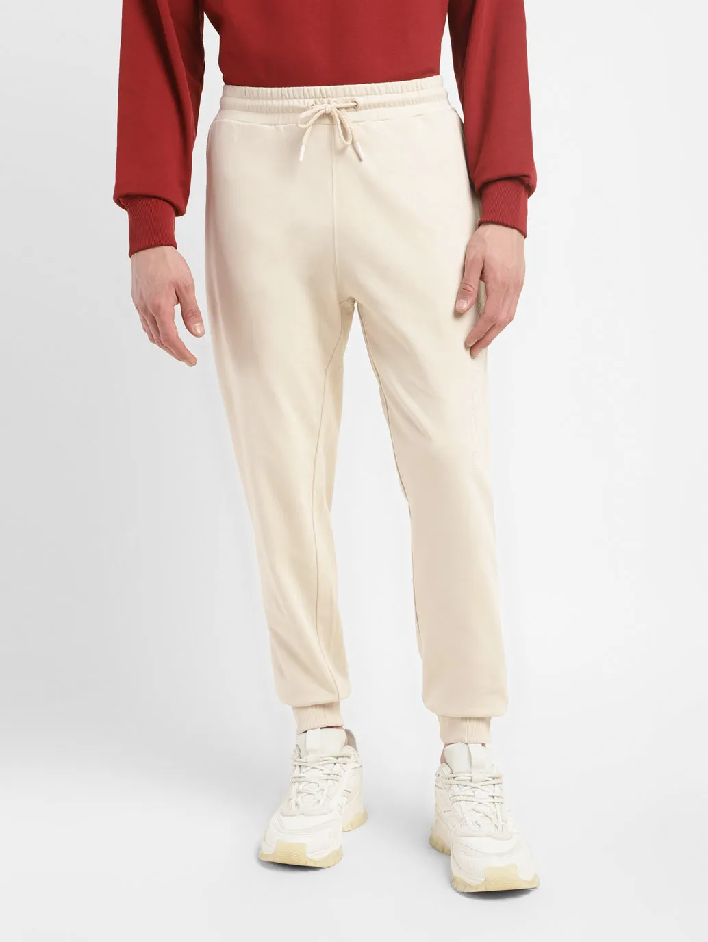 Men's Cream Solid Joggers