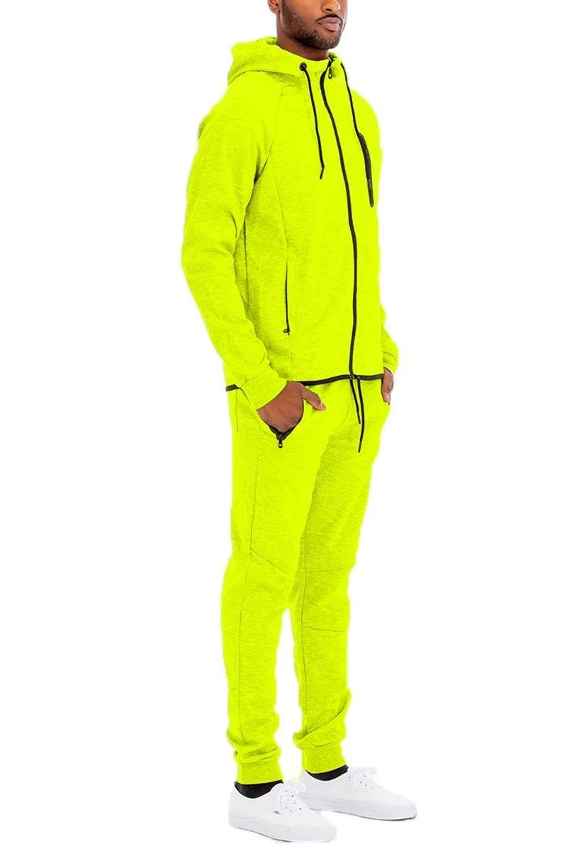 Mens Dynamic Yellow Solid Sweat Track Set