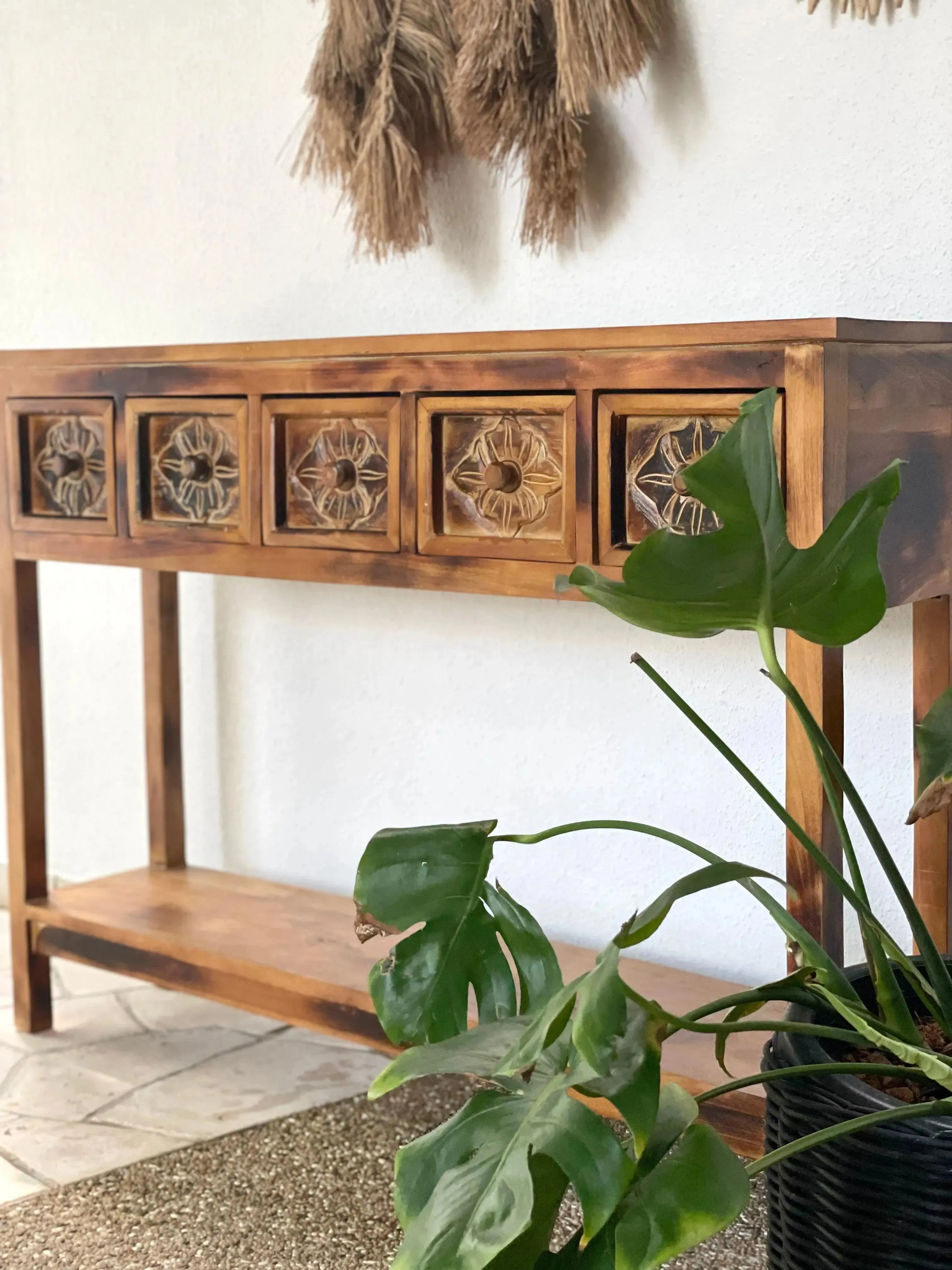 Moroccan Style Console Table Natural Finish