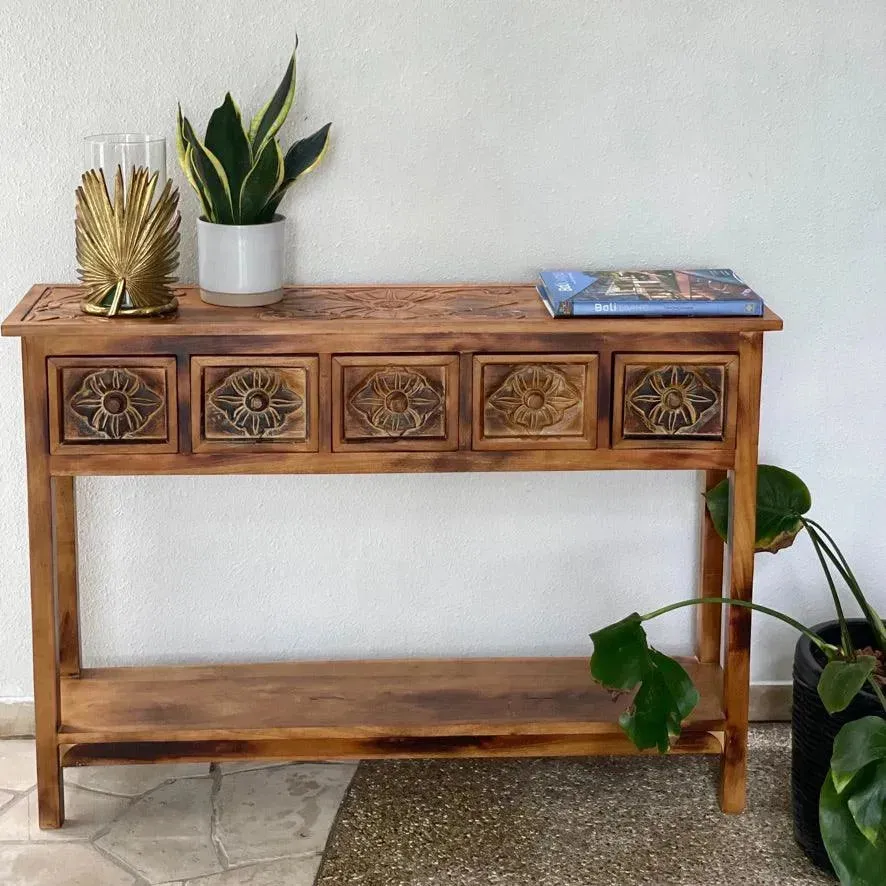 Moroccan Style Console Table Natural Finish