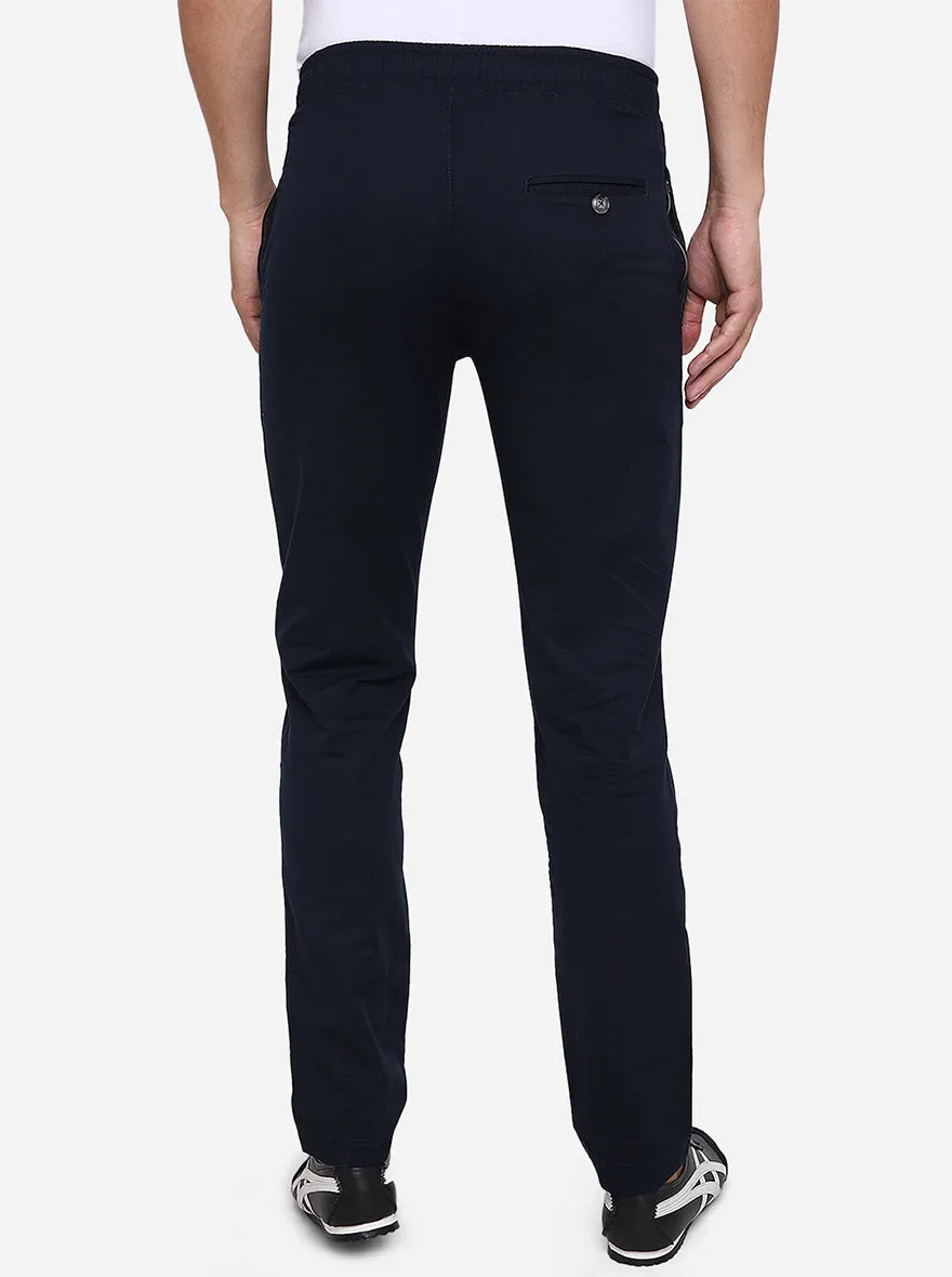 Navy Blue Solid Regular Fit Track Pant | JadeBlue