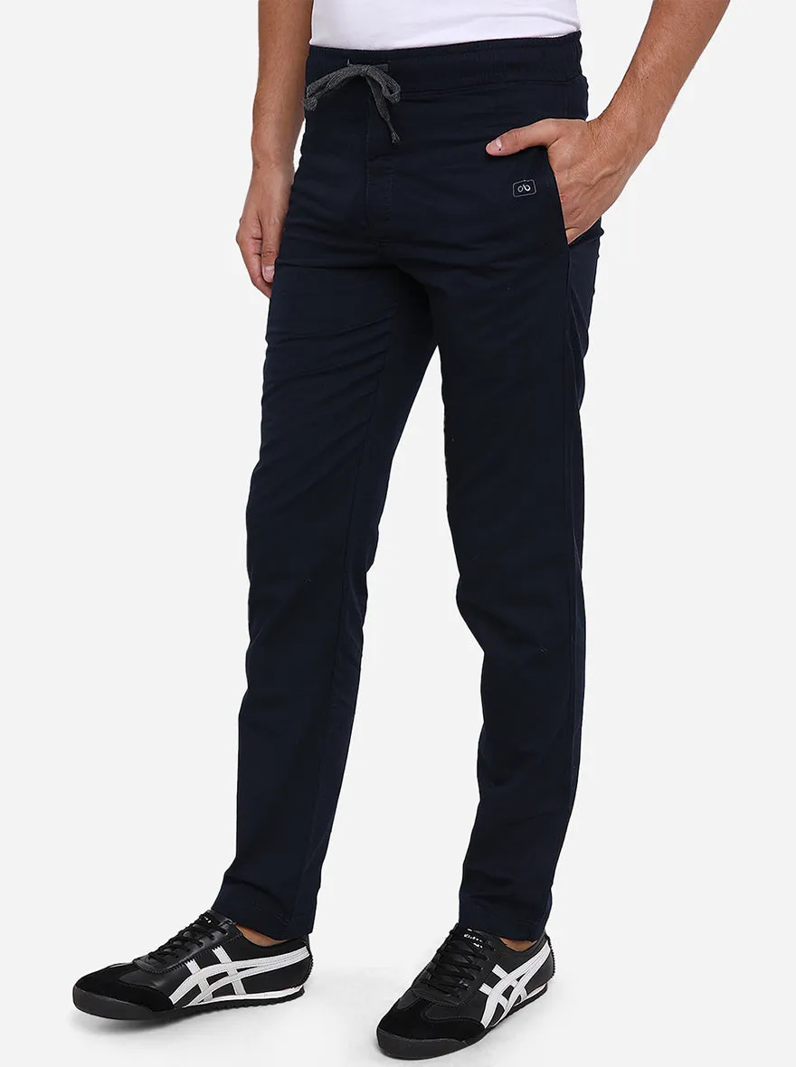 Navy Blue Solid Regular Fit Track Pant | JadeBlue