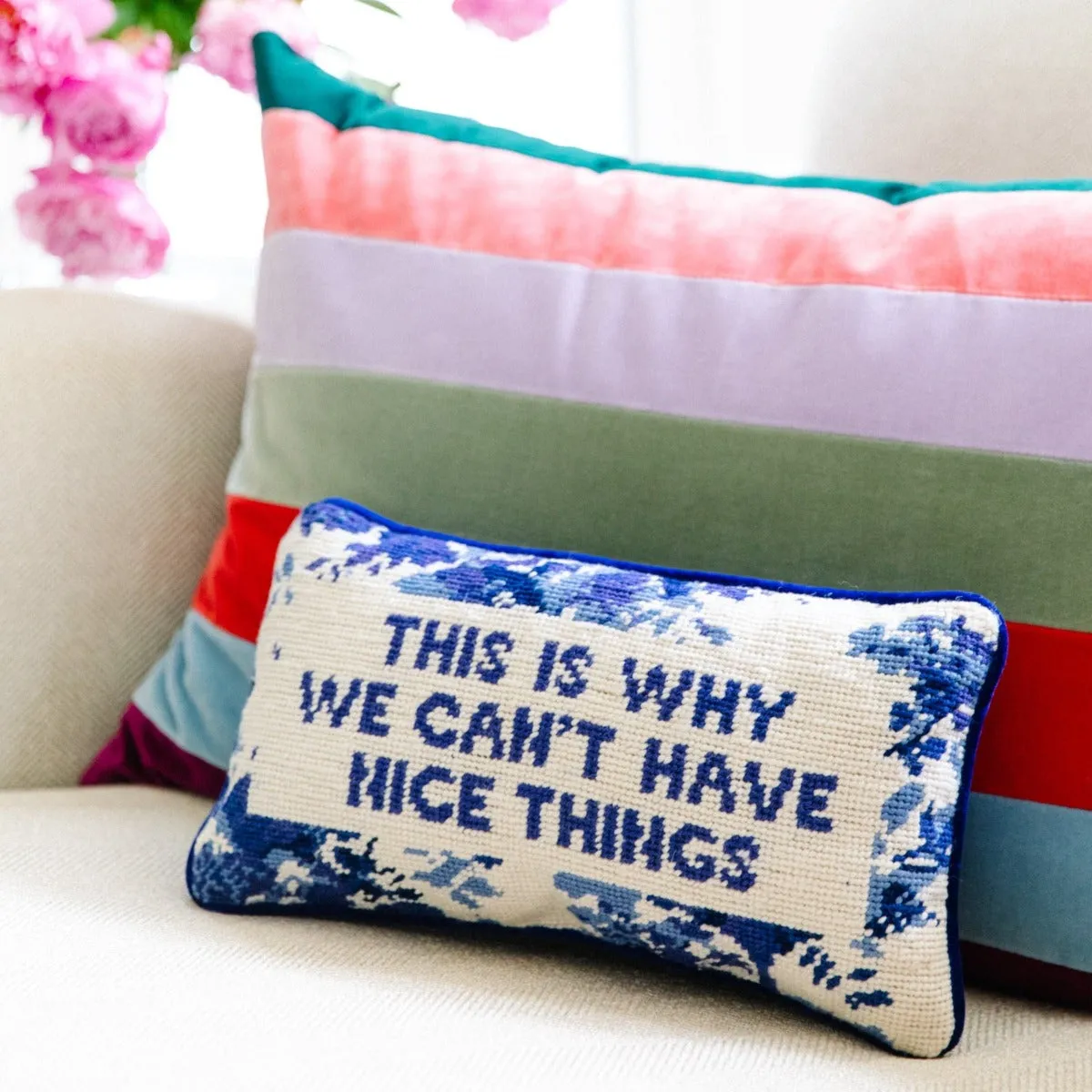 Nice Things Needlepoint Pillow