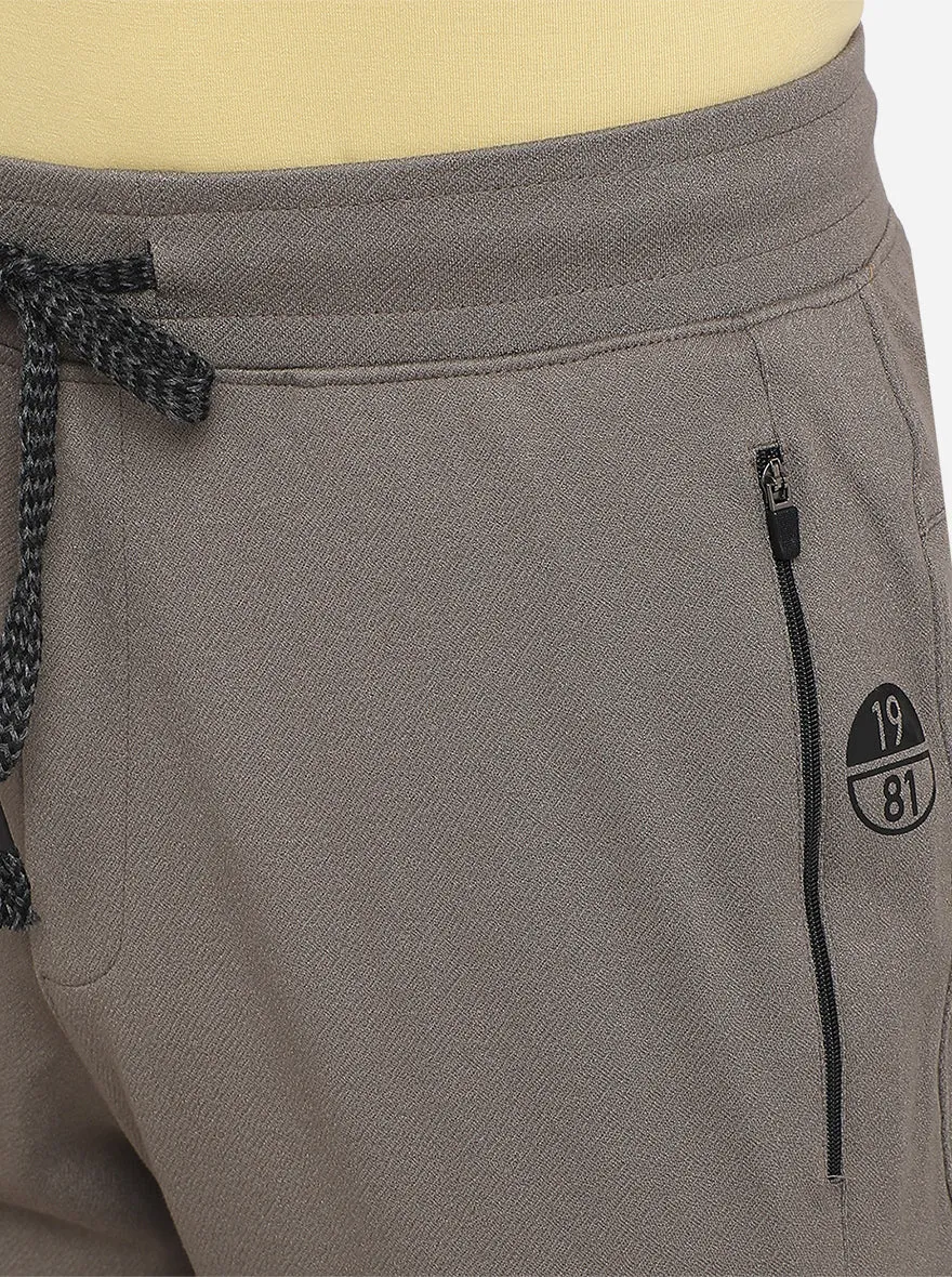 Olive Grey Solid Slim Fit Track Pants | JadeBlue