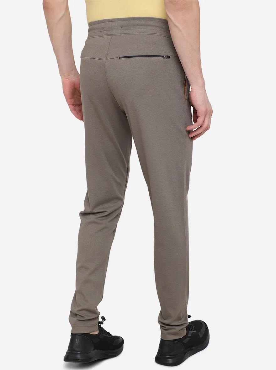 Olive Grey Solid Slim Fit Track Pants | JadeBlue