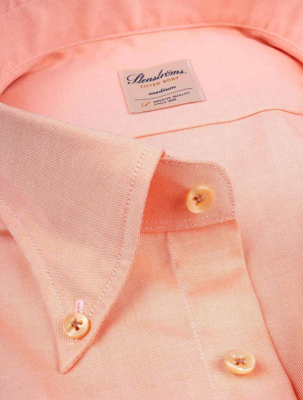 Peach Button Down Plain Fitted Body Shirt