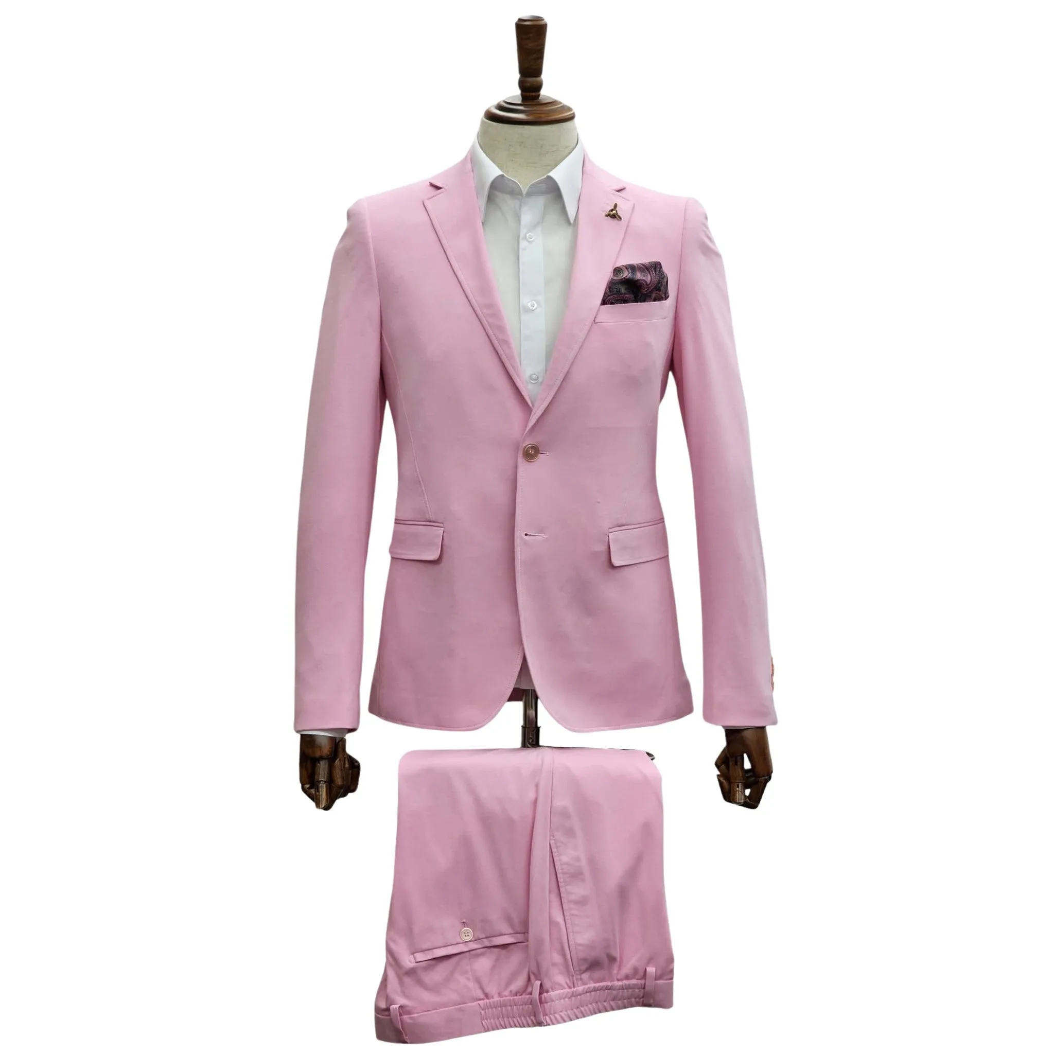 Pink Stretch Summer Suit Set - Sartorial Flair- Colorful Prom and Wedding Celebrations