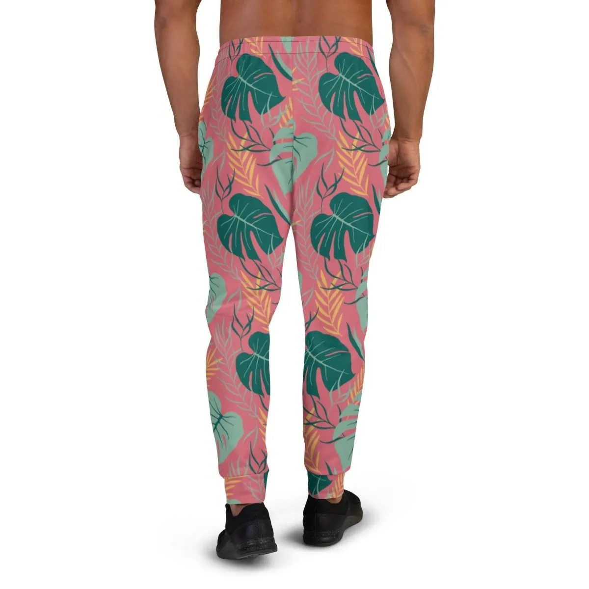 Pink Tropical Leaves Men's Street Joggers