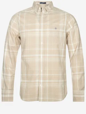 Regular Cotton Linen Check Shirt Dry Sand